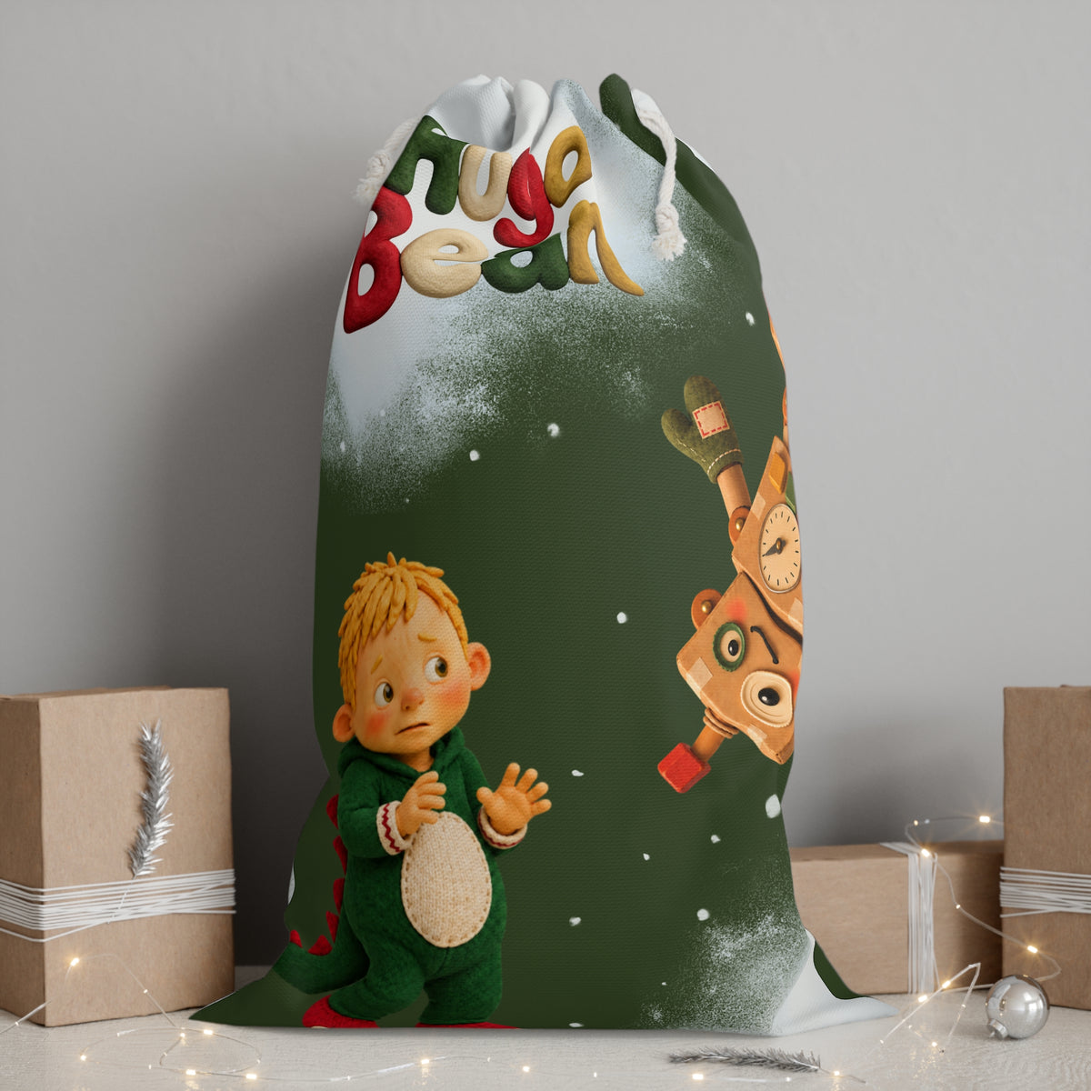 'Hugo Bean and the Christmas Crisis' Drawstring Santa Sack