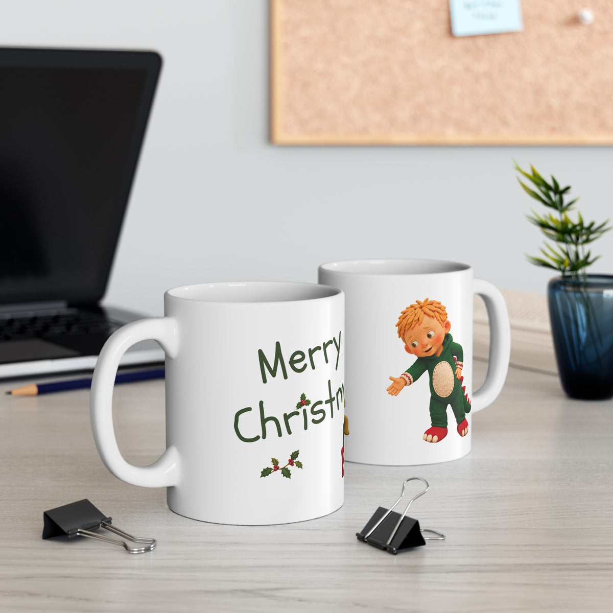 'Hugo Bean - Merry Christmas' Ceramic Mug - 11oz