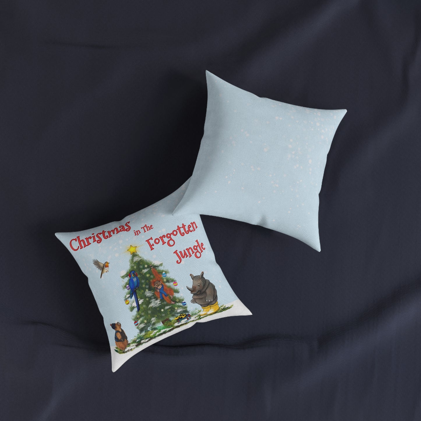 "Christmas in the Forgotten Jungle" Square Throw Pillow