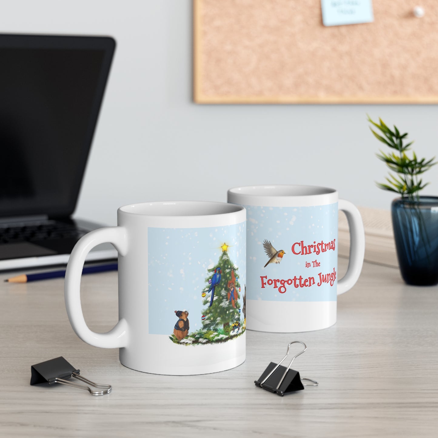 'Christmas In The Forgotten Jungle' Ceramic Mug Featuring Pogo & Friends - 11oz
