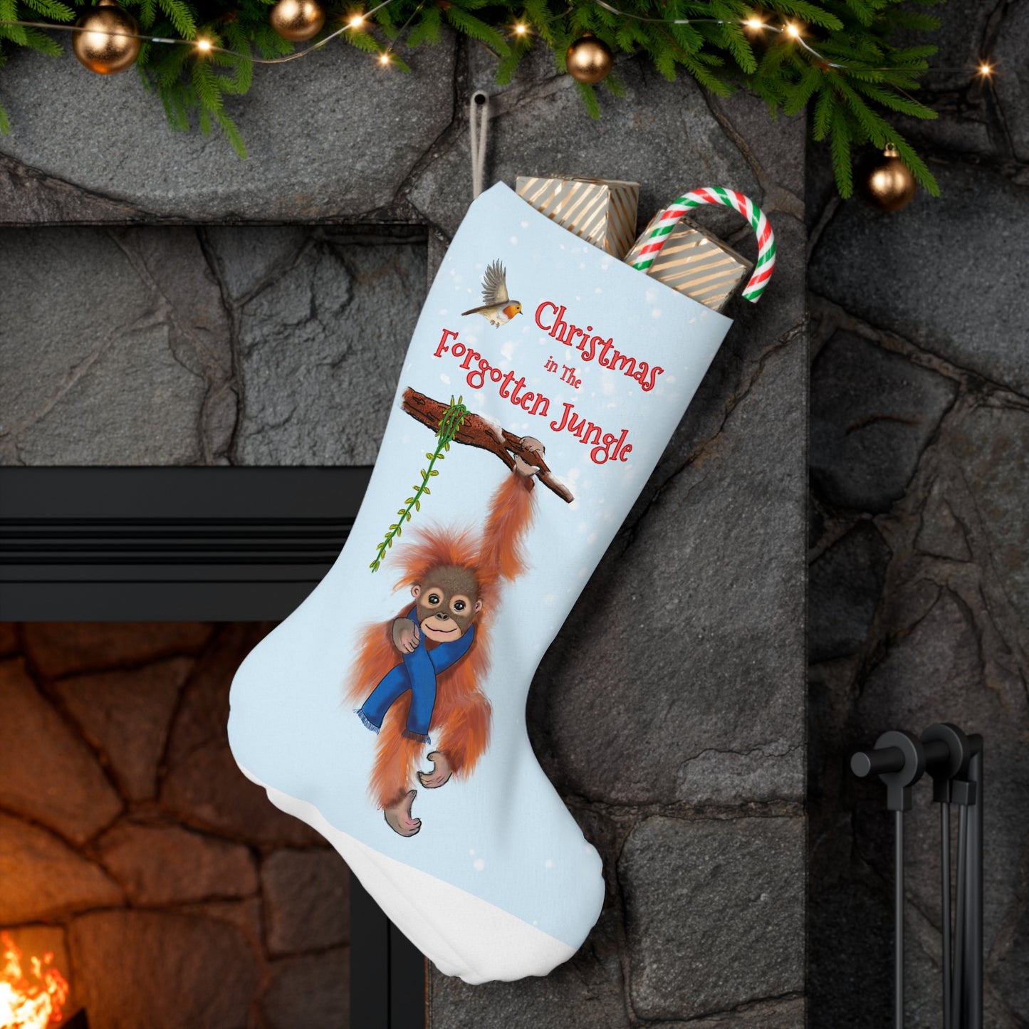 'Christmas in the Forgotten Jungle' Santa Stocking — Cute Orangutan Christmas Stocking