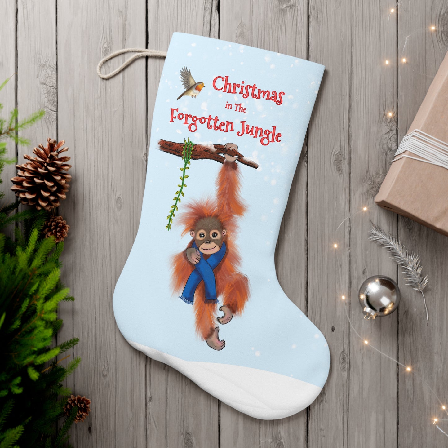 'Christmas in the Forgotten Jungle' Santa Stocking — Cute Orangutan Christmas Stocking