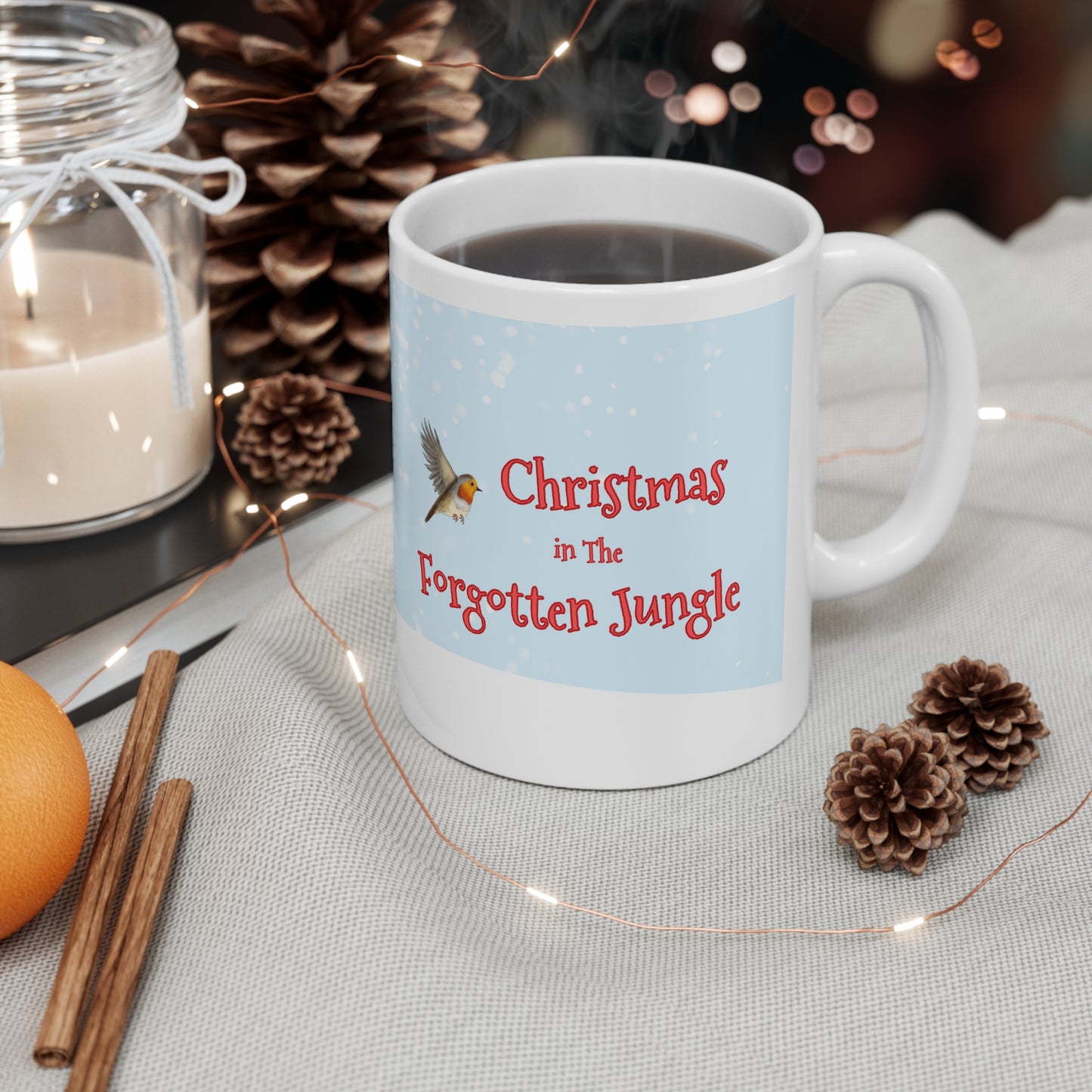 'Christmas In The Forgotten Jungle' Ceramic Mug Featuring Pogo & Friends - 11oz