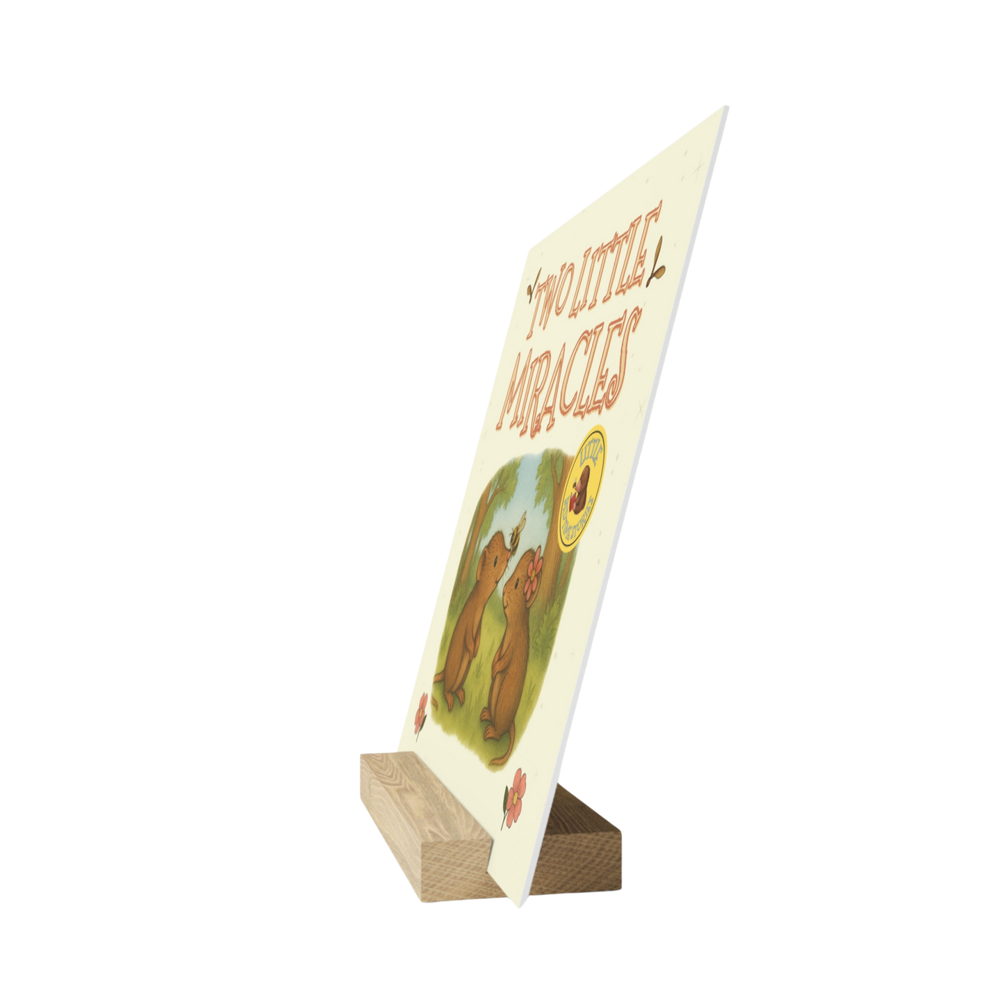 "Two Little Miracles" Nursery Art with Wooden Stand