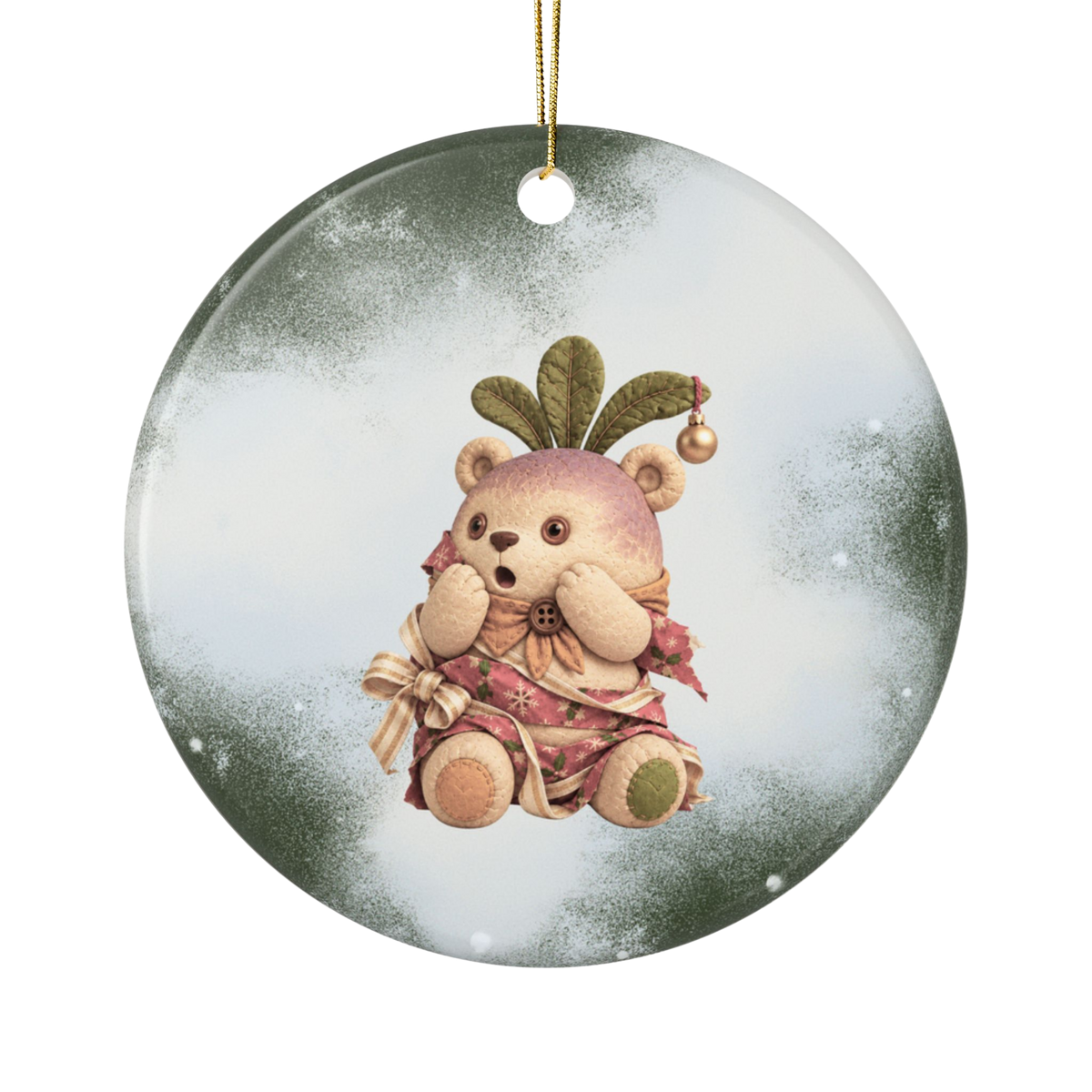 'Hugo Bean' Ceramic Ornament - Turnip Teddy