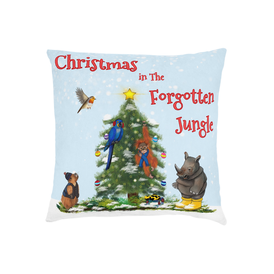 "Christmas in the Forgotten Jungle" Square Throw Pillow
