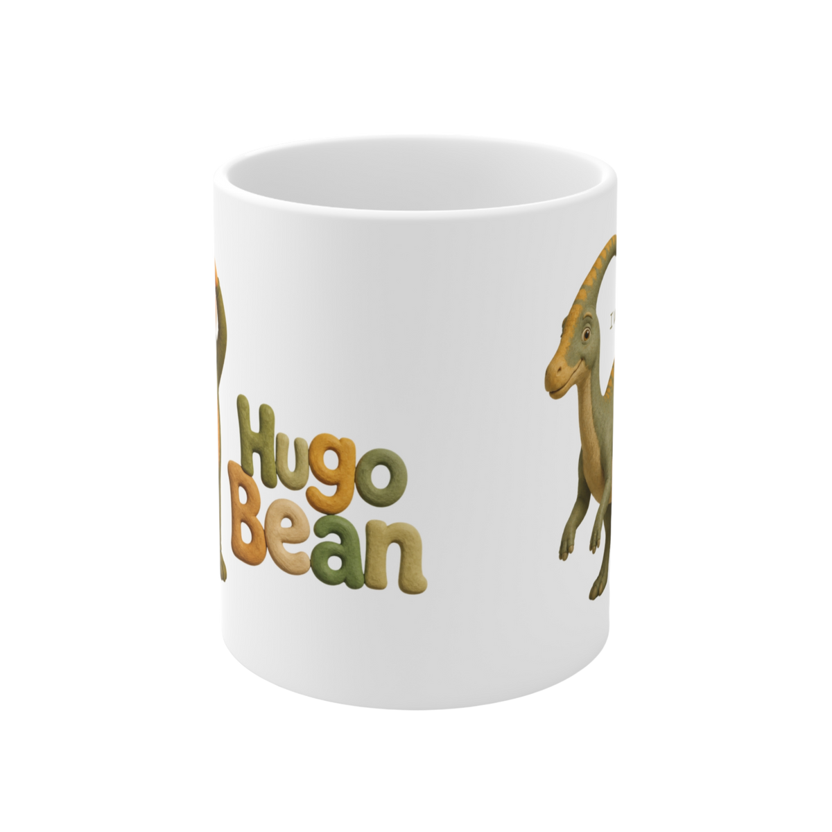 'Hugo Bean - I Want A Magic Dinosaur' Ceramic Mug - 11oz