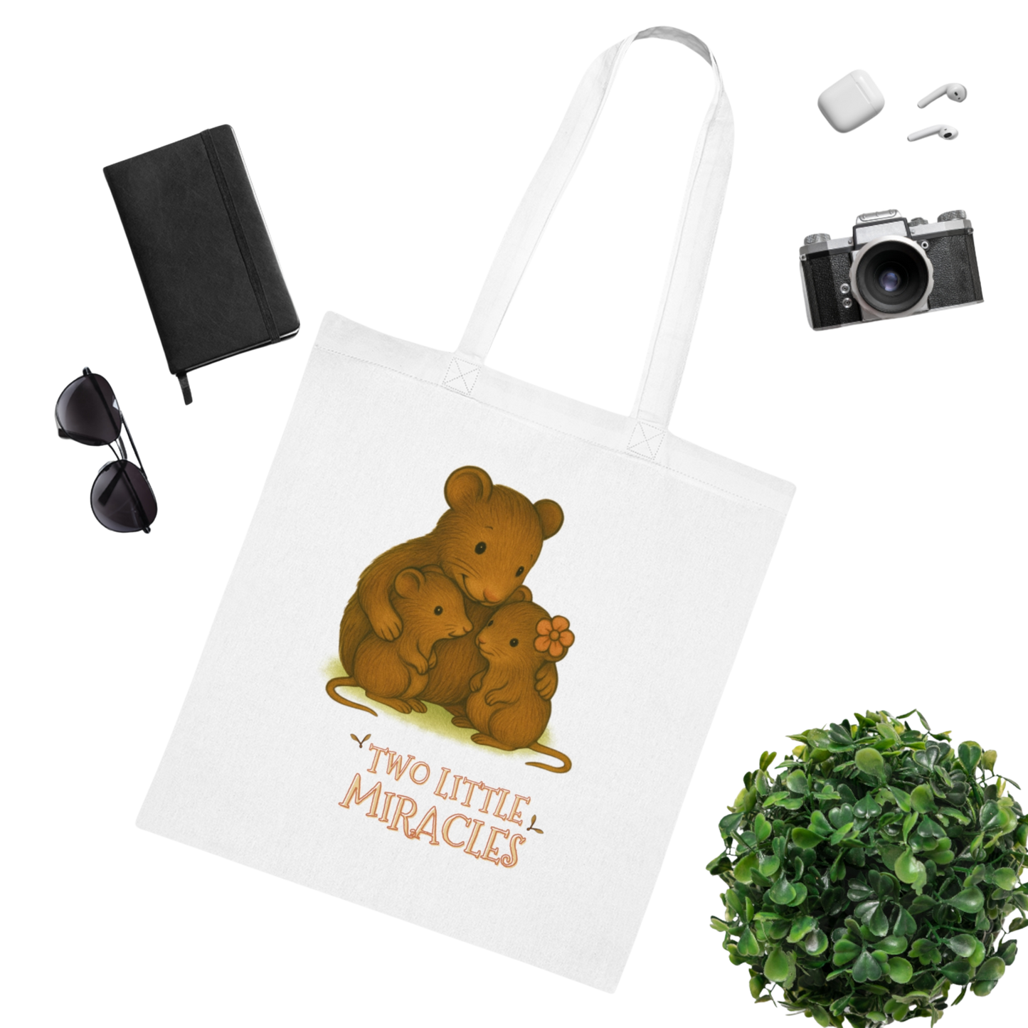 'Two Little Miracles' Cotton Tote — Reusable Bag